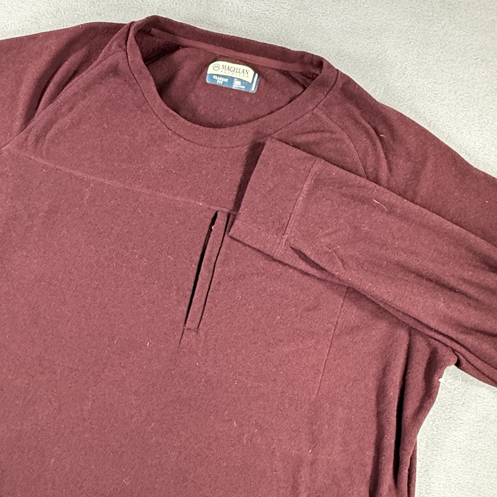 Magellan Outdoors Moisture Wicking Zipper Pocket Tee Men's 3XL Red Long‎ Sleeve